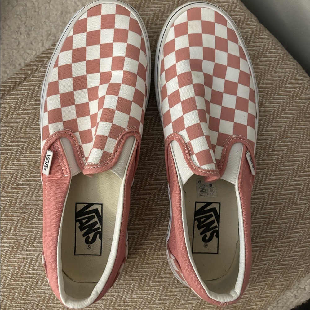 Vans Pink Checkerboard Slip-On Sneakers